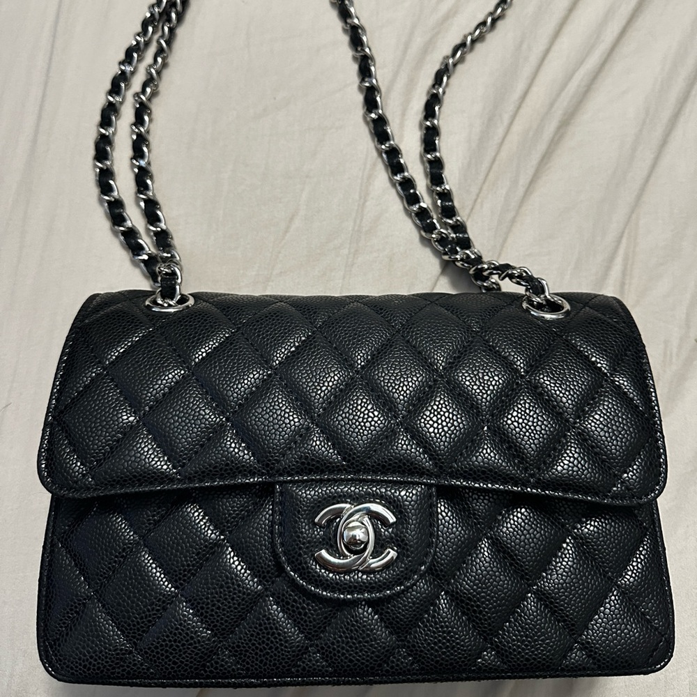 Chanel Quilted Black Caviar Classic Small Double Flap Bag